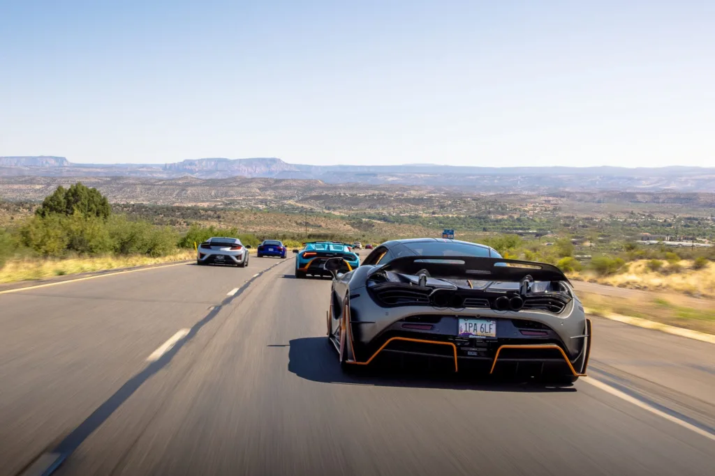 Modified McLaren 720S leading a PHXDriven drive into the Verde Valley